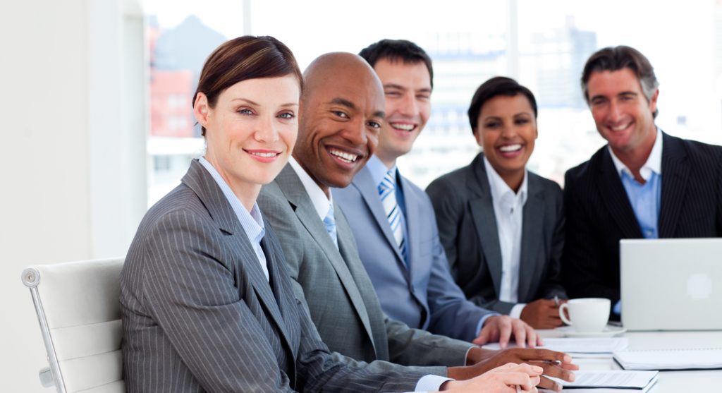 Business group showing ethnic diversity in a meeting. Business concept.